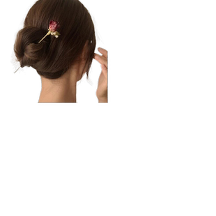 复古红色玫瑰发簪古风女高级感新中式盘发珍珠发钗天然手工发簪子