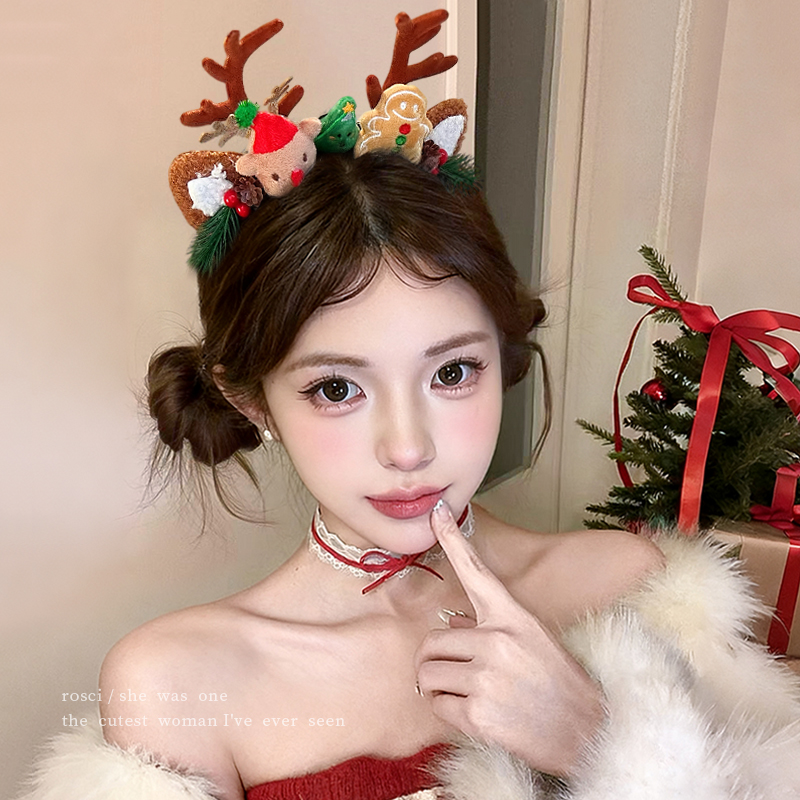 圣诞节麋鹿角发箍头饰甜美发饰头箍节日礼物女生氛围感穿搭配饰品
