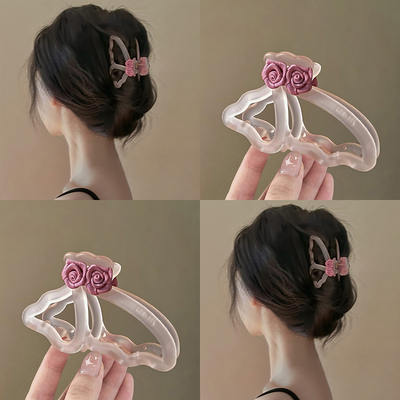 玫瑰花朵发夹女2025新款抓夹