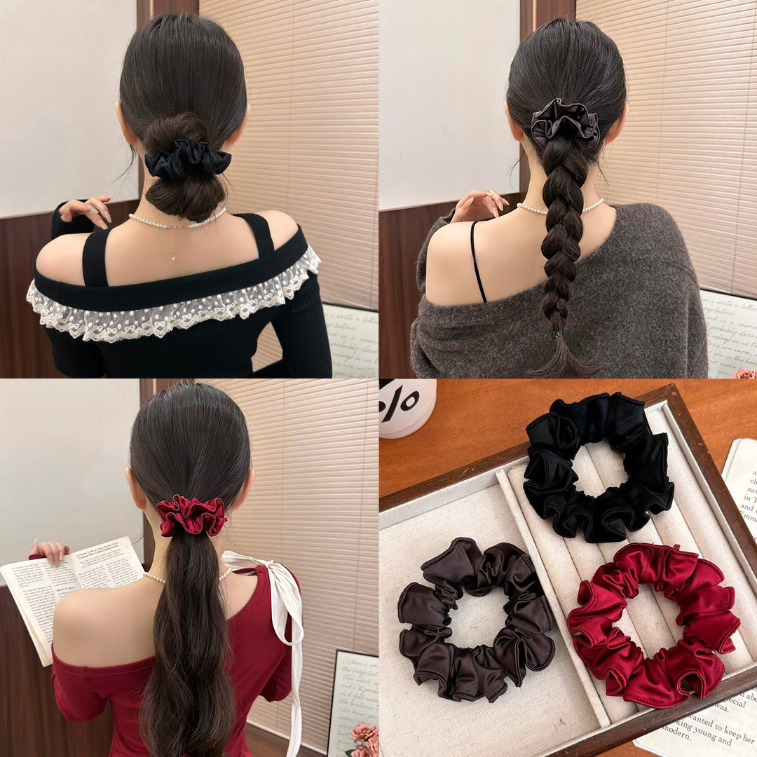 法式缎面木耳边褶皱小肠发圈女高级感2026新款扎马尾头绳弹力发饰,饰品/流行首饰/时尚饰品新,发饰,淘宝优惠券,粉丝福利购,淘宝优惠卷