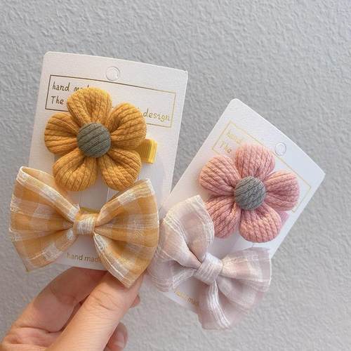 蝴蝶结儿童发夹毛线可爱