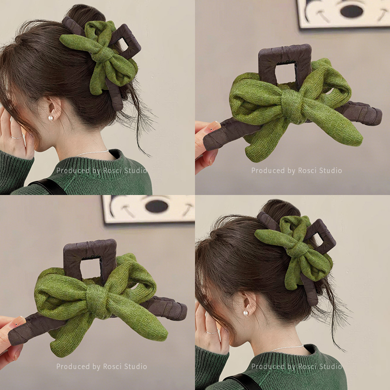 森系甜美蝴蝶结盘发抓夹女2025新款高级感法式优雅大号鲨鱼发夹子