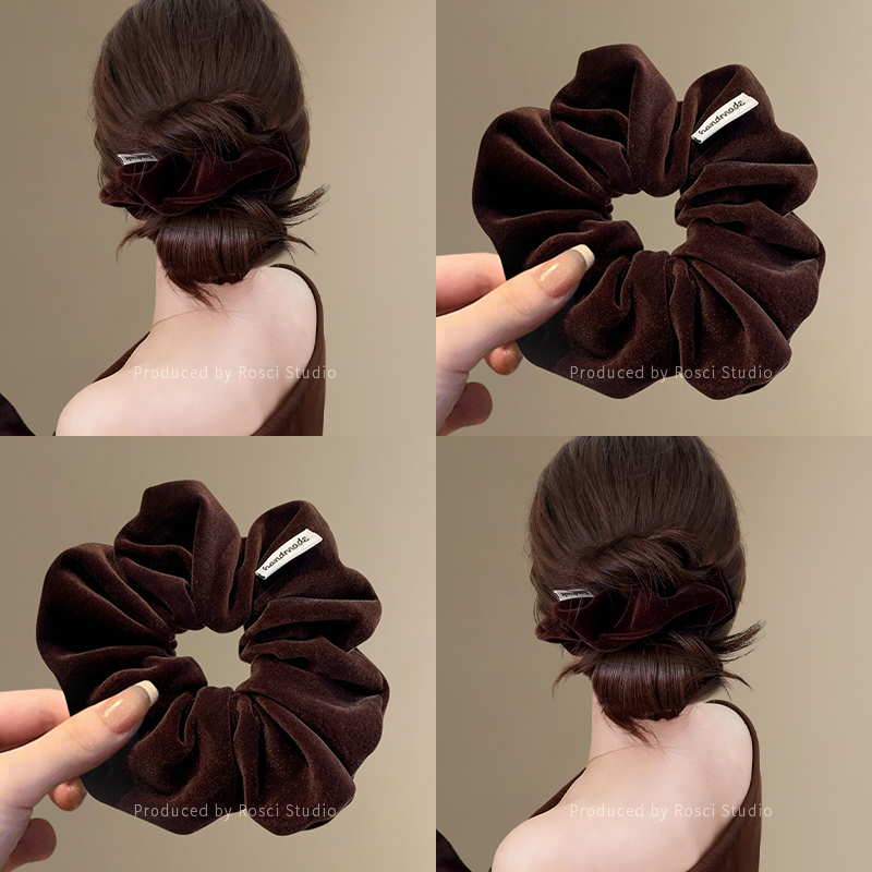 复古慵懒风丝绒大肠发圈女2025高级感秋冬新款发饰扎丸子头饰发绳