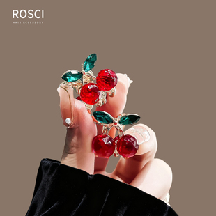 甜美可爱樱桃发夹女刘海侧边夹公主头发卡迷你小抓夹碎发夹子发饰