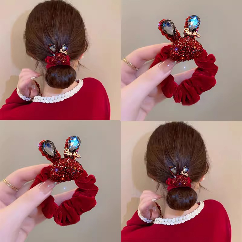 发圈丝绒可爱兔子精致皮筋