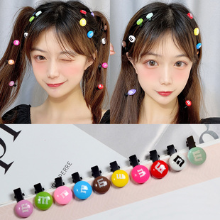 彩虹糖果M豆小号发夹侧边夹ins韩国可爱日系甜美少女夹子头饰发卡