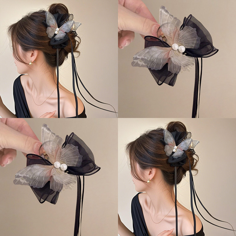 新中式飘带蝴蝶结抓夹女