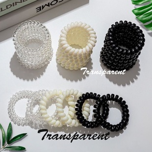 黑色电话线发圈女夏季 简约头绳绑头发日系彩色皮筋无痕不伤发头饰