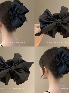 黑色蝴蝶结发饰大号抓夹女2025新款高级感精致后脑勺丸子头鲨鱼夹