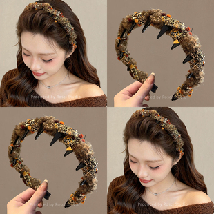 秋冬毛线发箍女款2026新款高颅顶洗脸头箍日常外戴压发卡韩系发饰