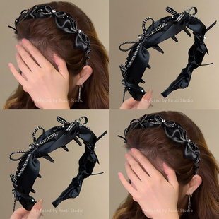 超闪水钻蝴蝶结高颅顶发箍女2026新款高级感洋气时尚轻奢头箍发卡