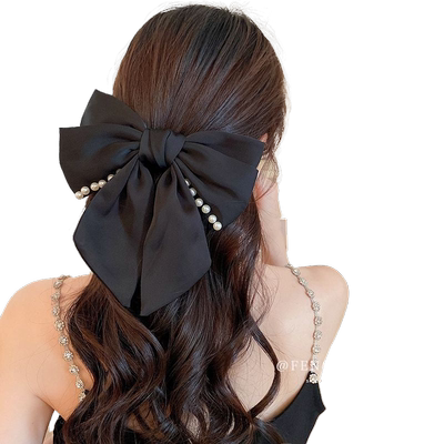 文艺蝴蝶结法式弹簧夹珍珠