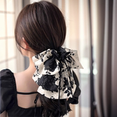 气质飘带碎花头发抓夹女高级感缎面低马尾发夹头饰发抓女2026新款