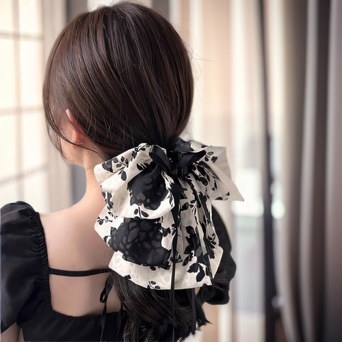 气质飘带碎花头发抓夹