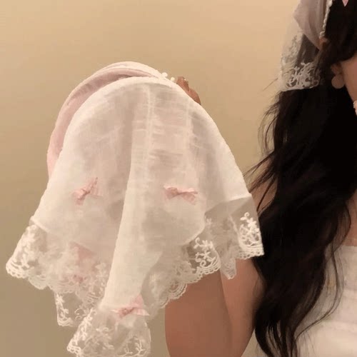 薄款法式复古方巾发箍三角巾