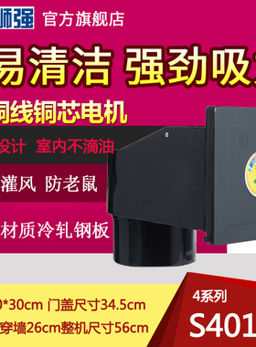 狮强S401A油烟排气扇厨房强力换气扇10寸加长型排风扇窗式油烟扇