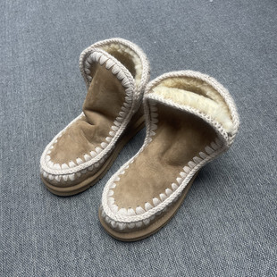 冬季新款真皮毛一体雪地靴女冬季羊羔毛保暖加厚防滑短靴东北棉靴