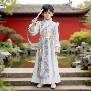 2025新款男童汉服秋冬加绒加厚小男孩唐装古装中国风小少爷飞鱼服