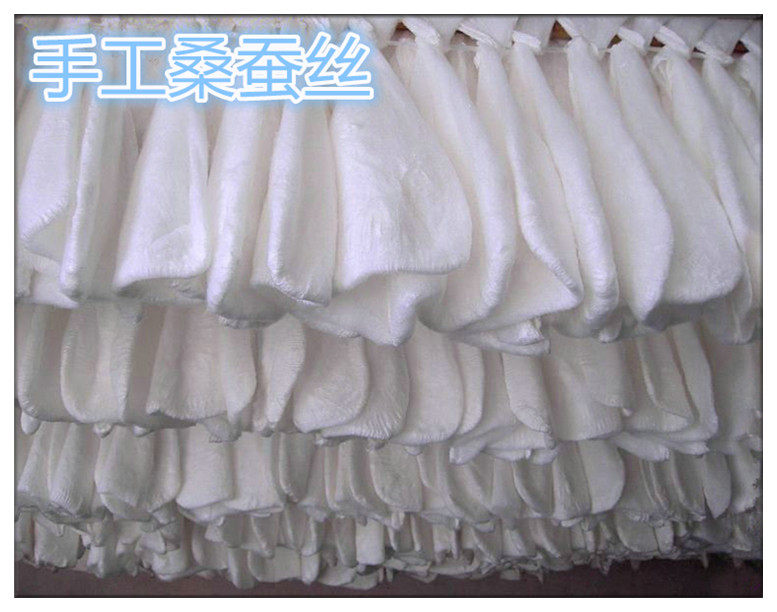 定做桐乡蚕丝被 双宫手工桑蚕丝棉兜裸胎裸丝桑蚕丝小帽形原料批