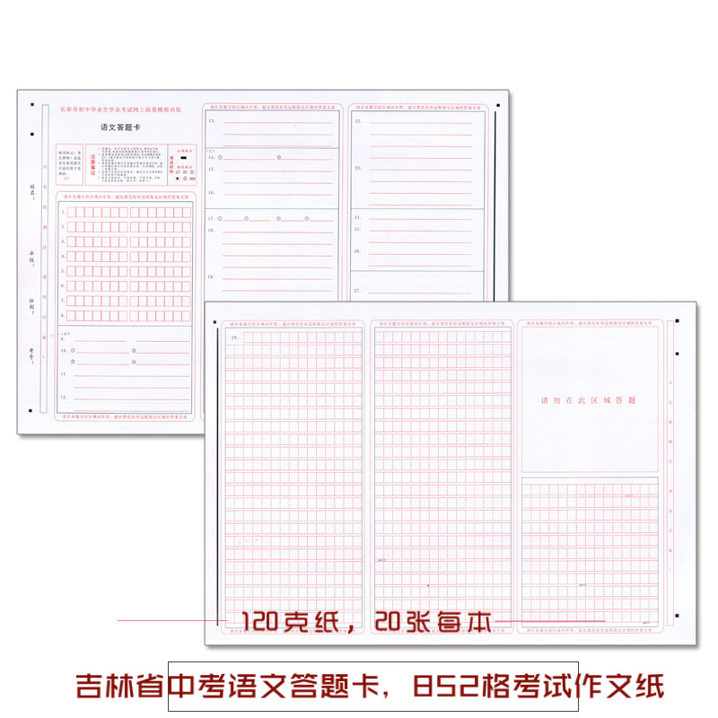 语文答题卡中考作文训练纸