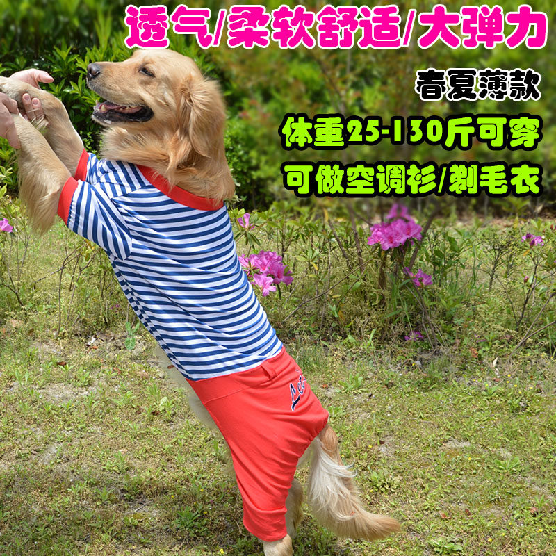 中大型犬胖拉布拉多狗条纹四脚衣