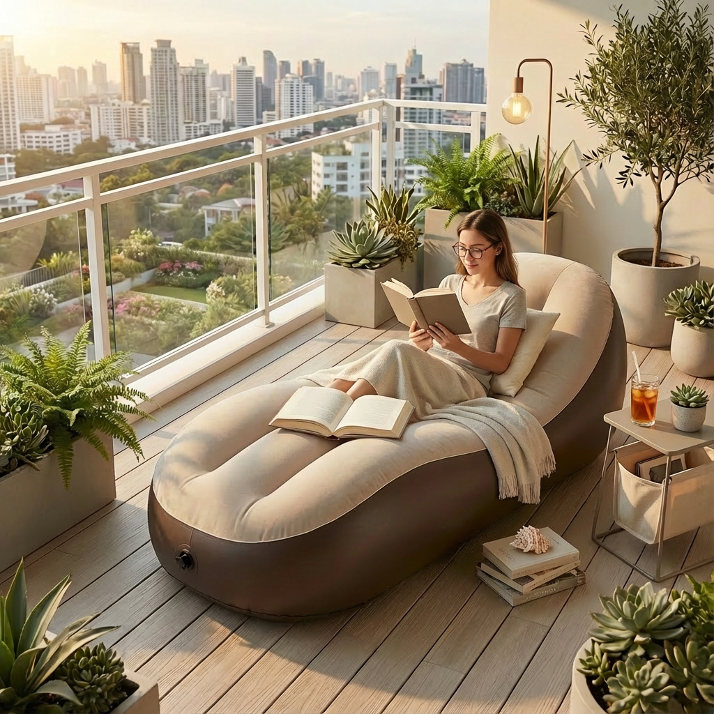 自动充气沙发户外便携气垫床家用单人午休沙发懒人音乐节充气沙发