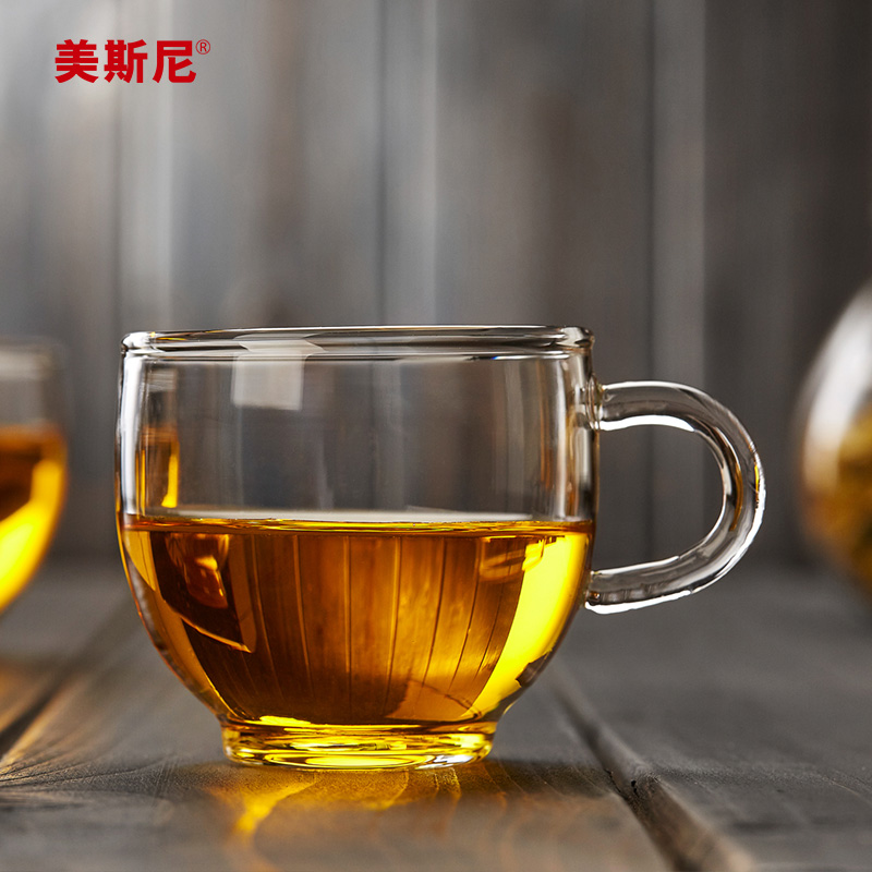 美斯尼带把加厚耐热玻璃小茶杯