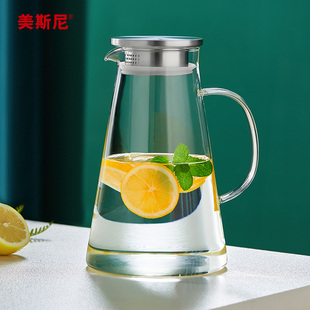 美斯尼玻璃冷水壶耐高温果茶壶家用冷泡壶高硼硅凉白开水壶套装