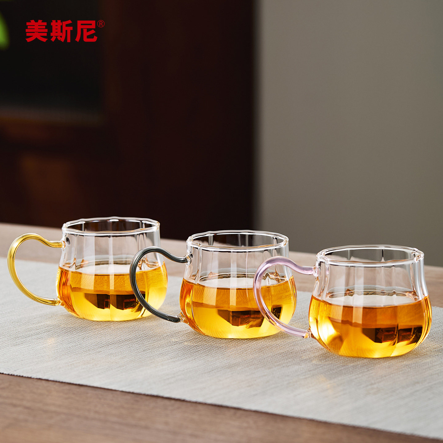 美斯尼玻璃杯带把喝茶杯子图片