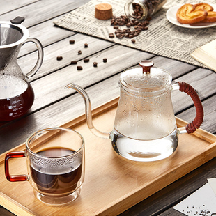 美斯尼手冲咖啡壶玻璃挂耳长嘴细口壶家用咖啡器具分享壶冲泡滤杯