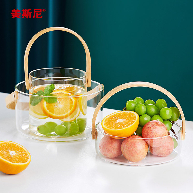 美斯尼玻璃冰桶装冰块高颜值冰块桶网红酒吧小冰桶家用创意水果篮