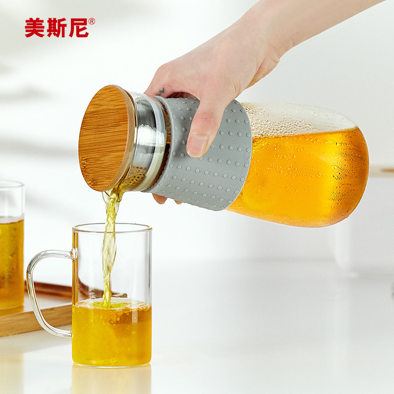 美斯尼 凉水壶玻璃耐高温家用玻璃水壶凉水杯套装加厚过滤冷水壶