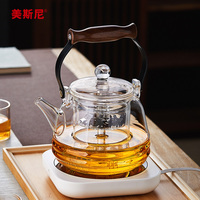 美斯尼玻璃煮茶壺耐高溫家用圍爐煮茶器電陶爐燒水提梁壺泡茶茶具