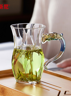 美斯尼玻璃杯泡茶杯耐高温家用水杯高硼硅绿茶杯龙把牛奶咖啡杯子