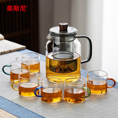 美斯尼玻璃茶具套装茶盘泡茶壶