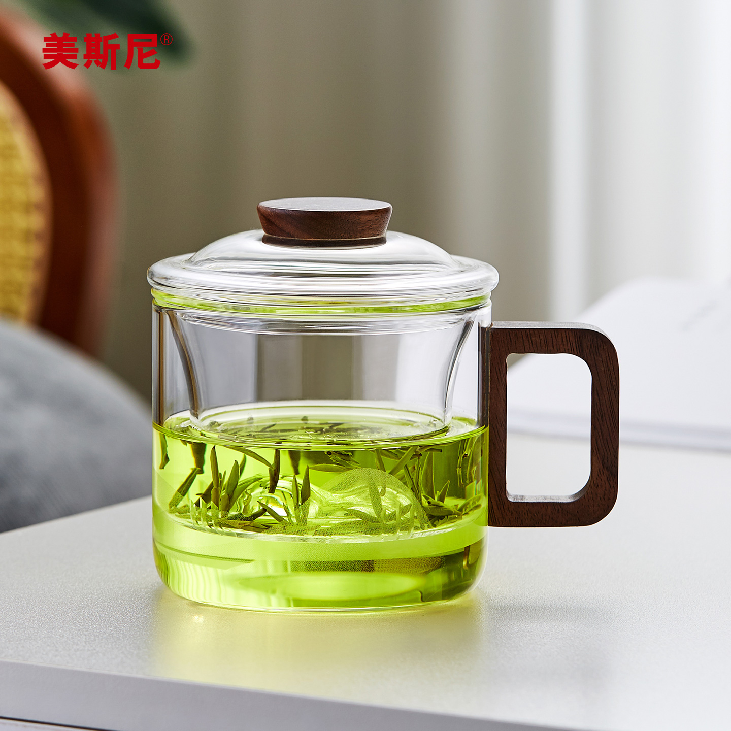 美斯尼玻璃过滤泡茶杯复古大茶缸