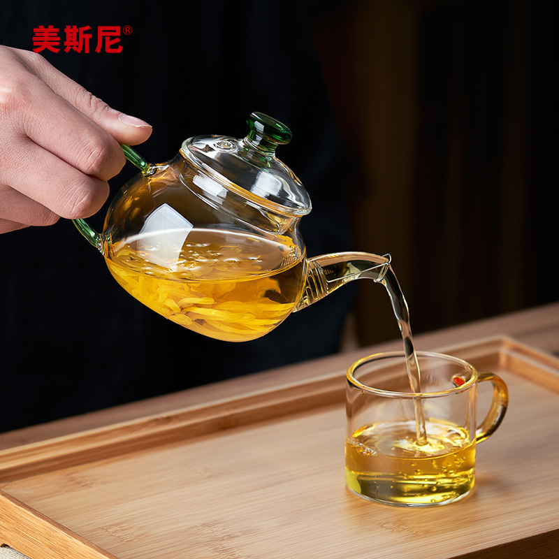 美斯尼玻璃泡茶壶家用小型耐高温花茶壶带过滤单壶功夫茶具套装 餐饮具 茶壶 原图主图