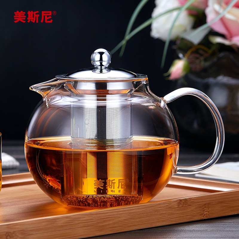 美斯尼茶水分离泡茶壶耐热玻璃壶