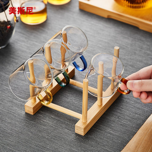 美斯尼玻璃茶杯倒挂沥水杯架套装