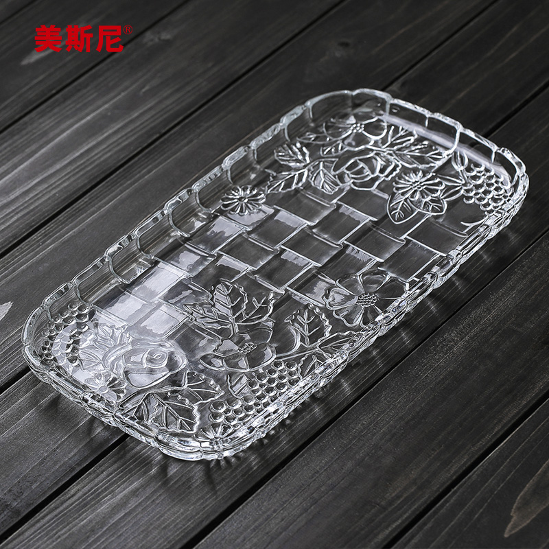 美斯尼玻璃茶盘加厚客厅水果盘