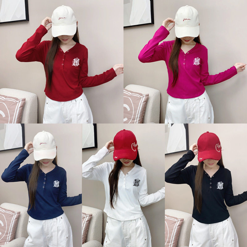 春秋新款广场舞上衣曳步舞服装女V领弹力棉修身长袖百搭跳舞衣服