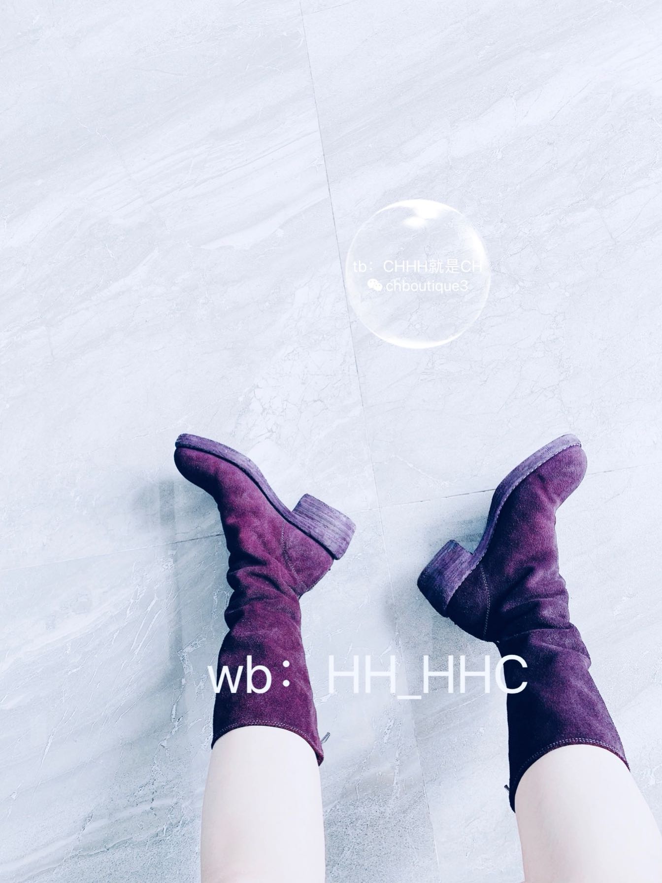 紫葡萄Gu1di暗黑风梦幻中筒靴