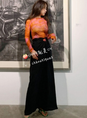 chenyunmu 小众暗黑网纱扎染橘粉内搭/铜氨丝多种穿搭连衣裙