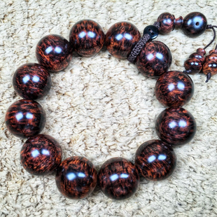 海南黄花梨手串紫油梨鬼脸2.0男对眼蜘蛛纹108颗水波满瘤疤佛珠女