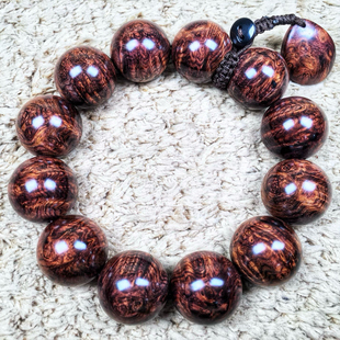 海南黄花梨108颗男鬼脸2.0对眼水波满瘤疤佛珠手串蜘蛛纹女紫油梨