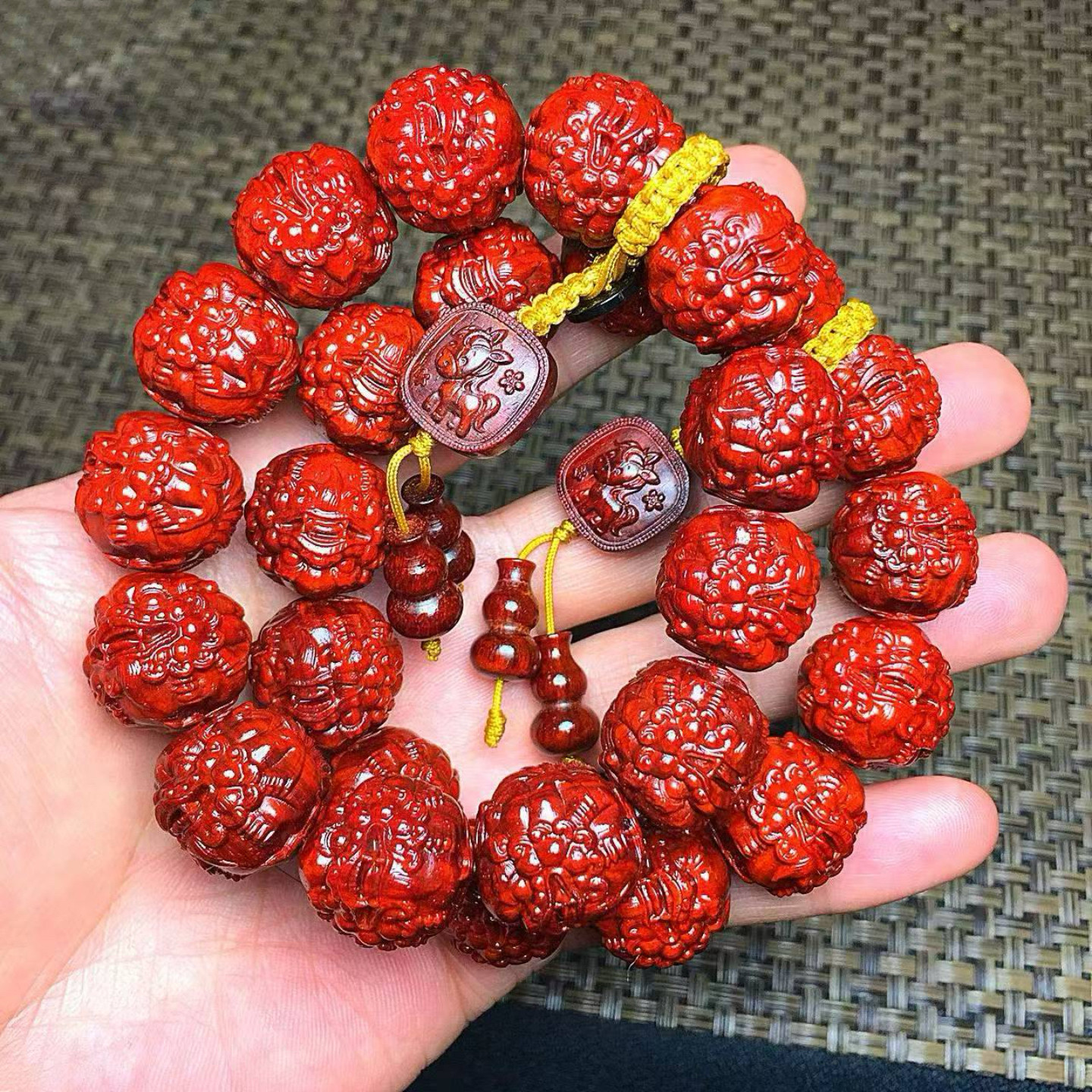 小叶紫檀手串雕刻招财貔貅手链男女款高端文玩佛珠收藏级精品真品
