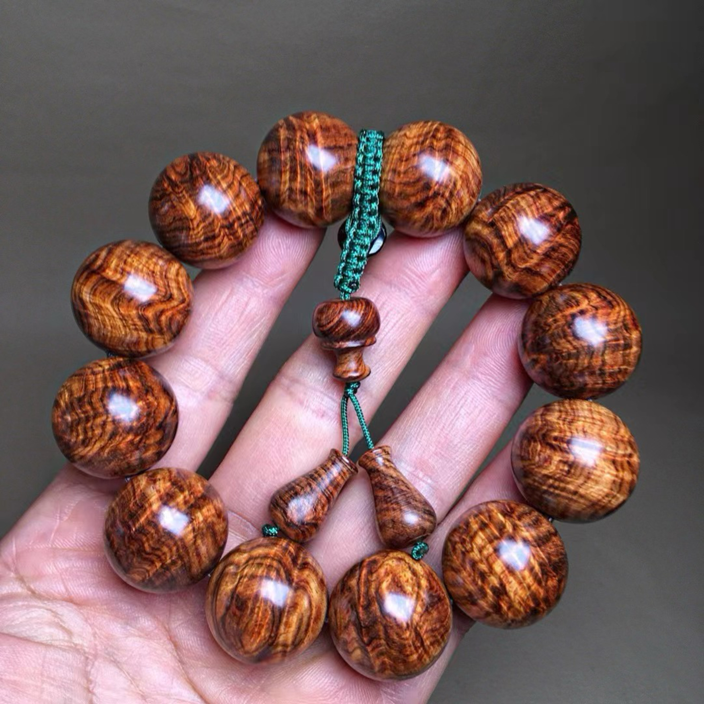 海南黄花梨佛珠手串男鬼脸对眼2.0蜘蛛纹瘤 疤水波108颗女紫油梨