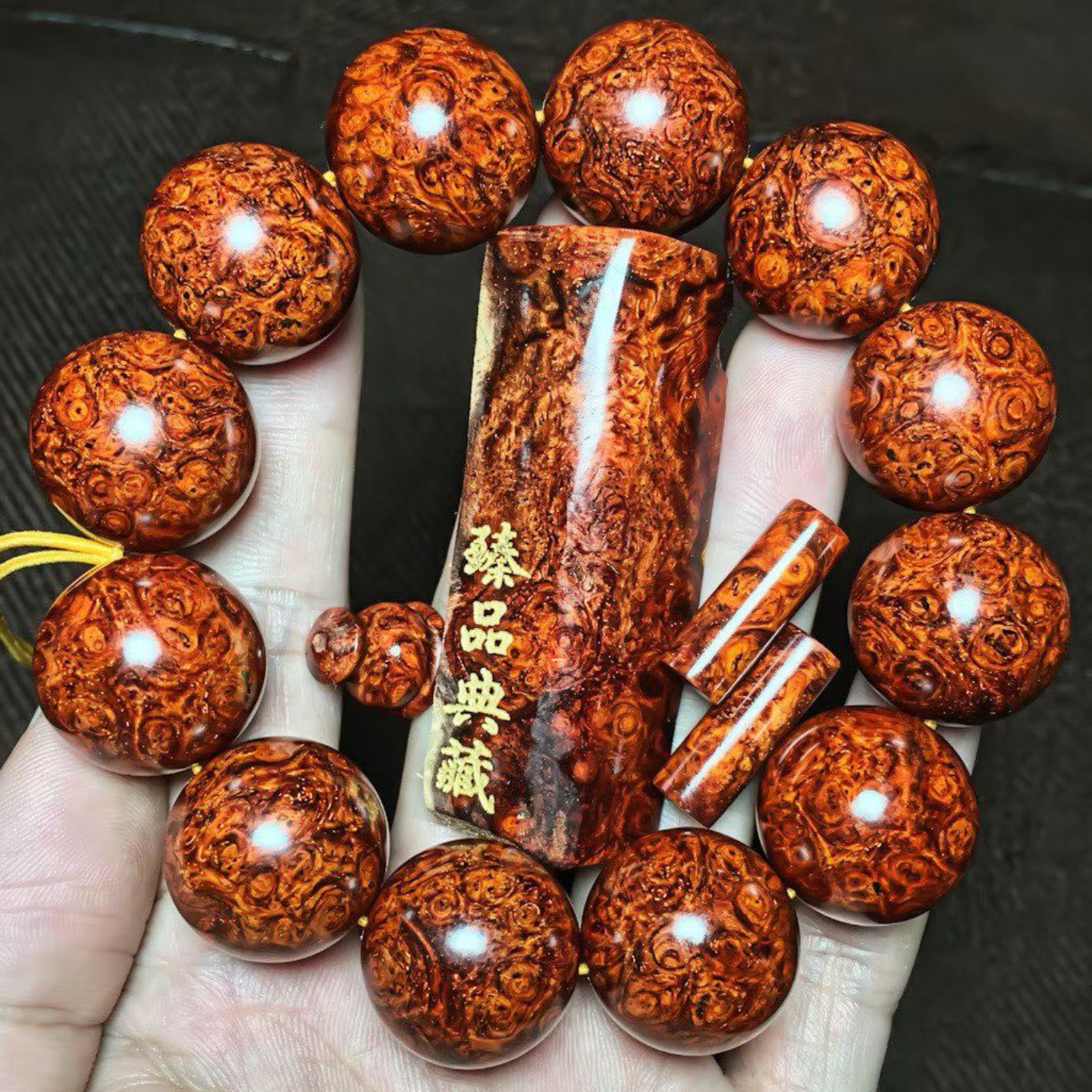 小叶紫檀2.0高端收藏级男文玩爆满金星手链老料手串真品佛珠瘤疤