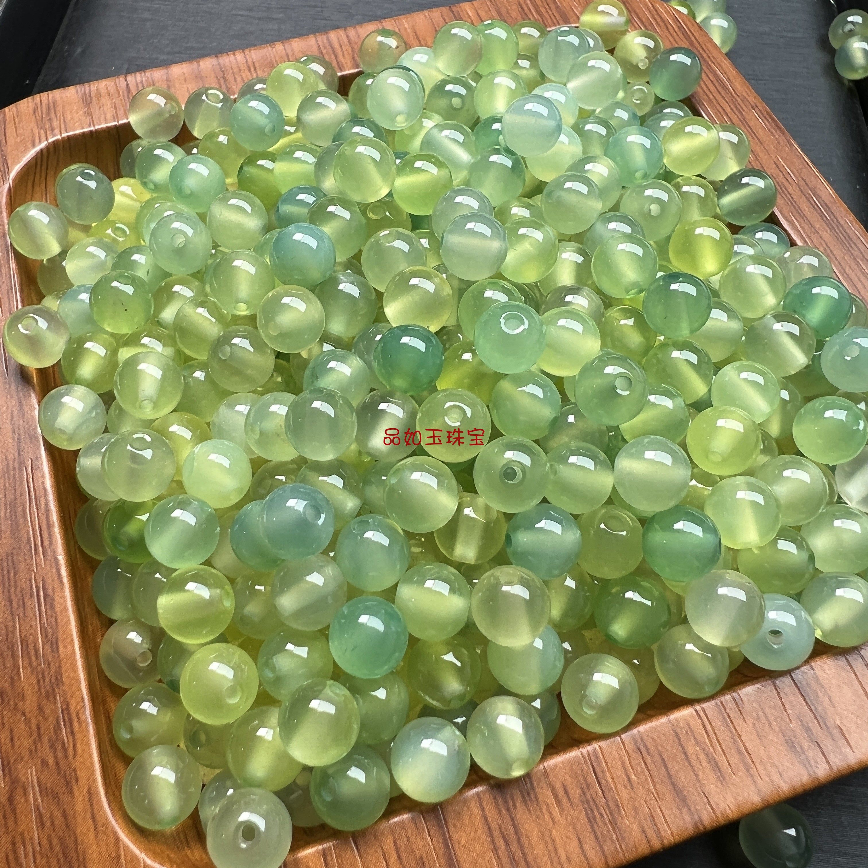青葡萄玛瑙绿色玉髓散珠子diy手工手链项链耳坠配件饰品圆珠串珠