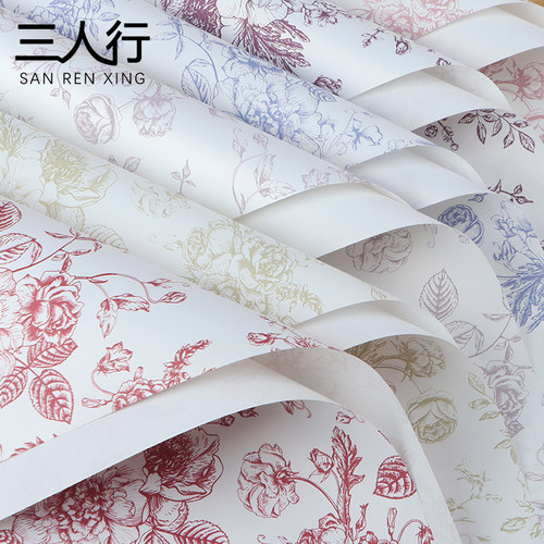 午后红茶欧式花束印花牛皮纸网红复古印花艺术包花纸花店资材包装